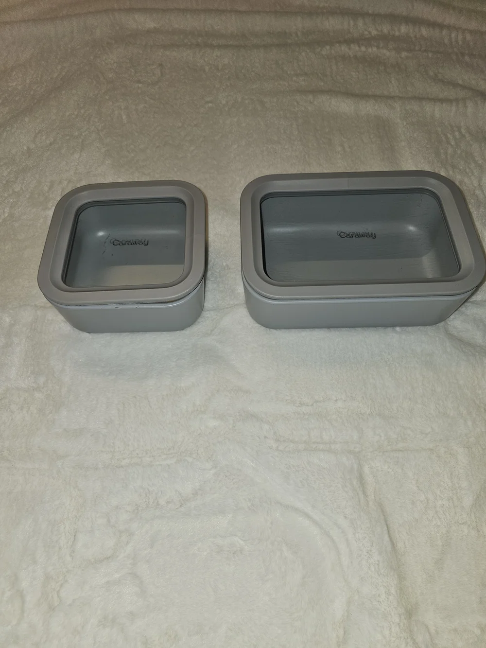 Caraway Gray Food Storage Ceramic Covered Glass Container Set - 2-Piece